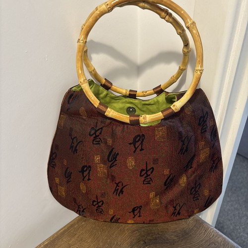 Chinese brown brocade - hand, bag
