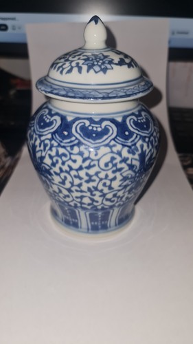 Vintage blue white ginger - white, jar