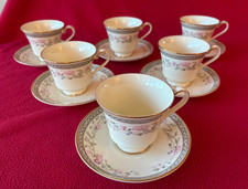 Vintage Minton Marquesa Bone China Tea Cup and Saucer Set × 6