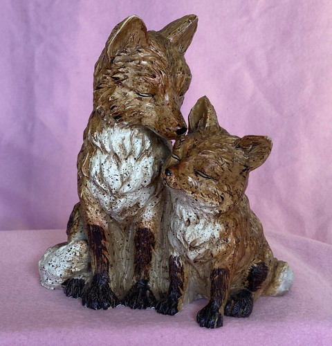 Fox and cub resin home - fox,