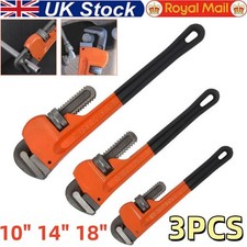 3x Adjustable Stilson Pipe Wrench Set Heavy Duty Monkey Pipe Wrench 10" 14" 18"