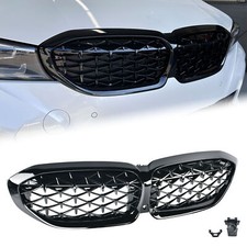 Glossy Black Front Kidney Diamond Grill Grille for 2019-2022 BMW G20 330i M340i