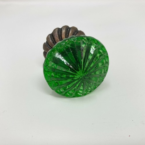 Green vintage glass knob - vintage,