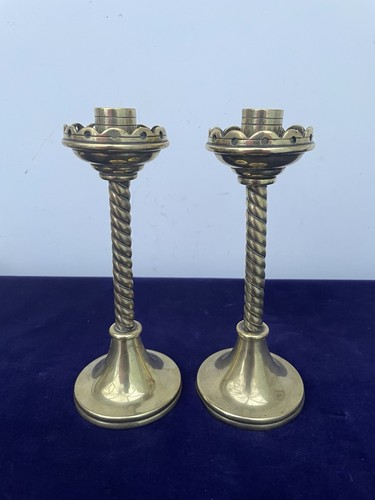 Pair vintage solid - of, brass