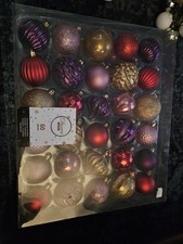 Jumbo box 60 christmas tree baubles purple red gold new