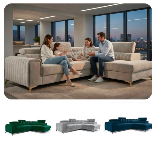 Corner sofa bed liam - -, fabric