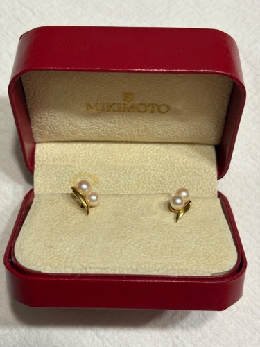 Mikimoto pearl gold earrings - pearl,