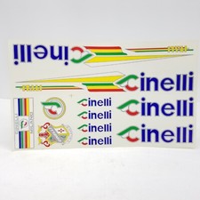 Cinelli Italian Vtg Decals Frame Stickers Set Cycling Green Red Yellow Blue