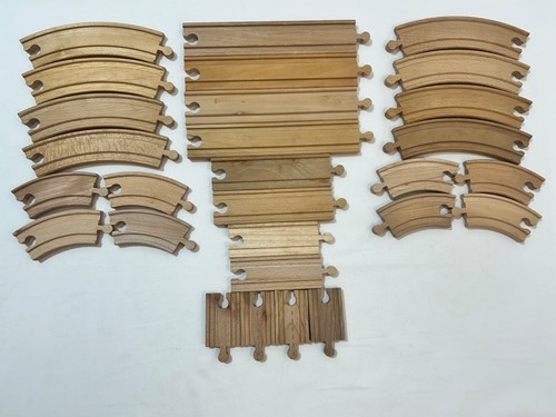 Wooden train track set x28 - wooden,