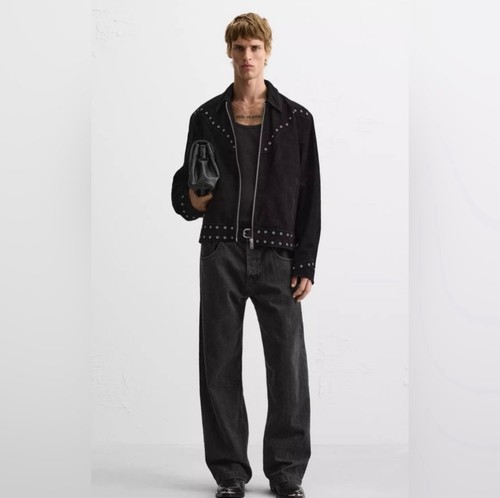 Zara men black 100 cowhide - black, 100%