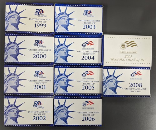 1999 2008 mint proof sets - u.s.,