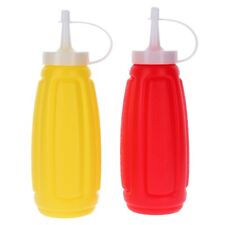 2 Squeeze Sauce Bottles Plastic Ketchup Mustard Red Yellow Squeezy Dispenser