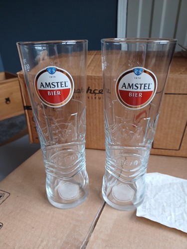 Amstel branded pint - branded, glasses