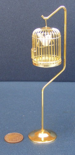 Dolls house metal - bird, cage