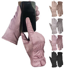 Gloves Showerproof Upper Ladies Smart Touch Screen Soft Faux Suede Palms iphone