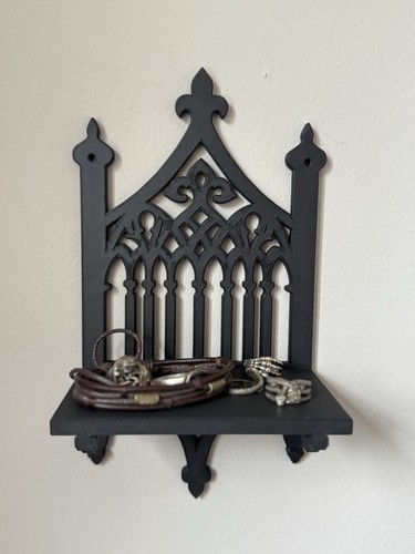 Gothic wall shelf - shelf, black