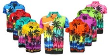 MENS HAWAIIAN SHIRT STAG BEACH SUNSET SURF PARTY FLORAL HOLIDAY PALM TREE D1