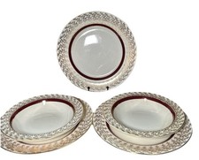 Crownford Burslem England Art Deco Scarlet Plates and Bowls 5 Pieces