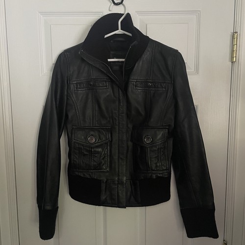 Mango black leather moto - mango,