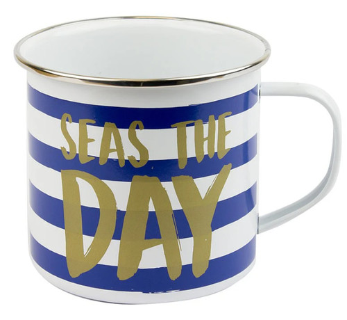 Enamel mug nautical tin - enamel,