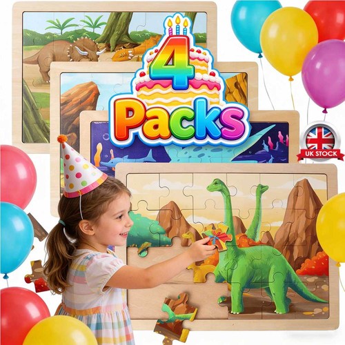 Pack wooden dinosaur jigsaw - 4-pack,
