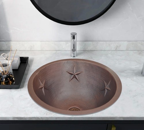 Copper hammered round bath - hammered,