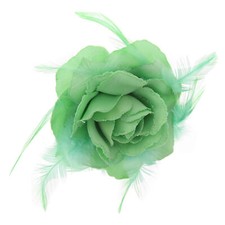 Glitter Hair Rose with Feathers on Clip, Elastic & Brooch Pin Fascinator Wedding