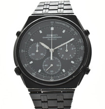 [EXCELLENT+5] SEIKO 7A28-7110 Chronograph Black Dial PVD Vintage Men's Watch JPN