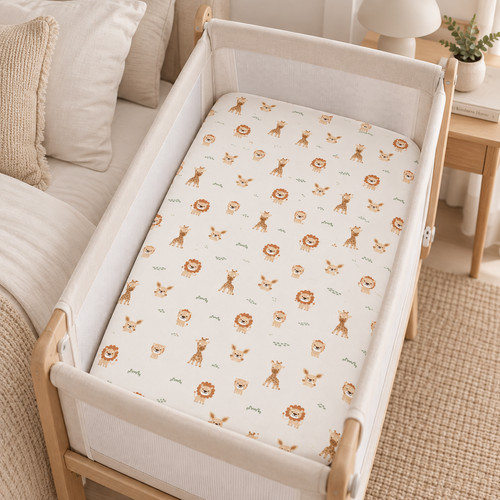 Cute safari animals cot - cot, fitted