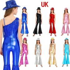 UK Girl Metallic Ruffle Flared