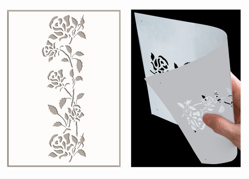 Flower stencil rose border - rose,