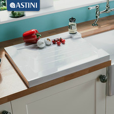 Astini Grooved Ceramic Gloss White Belfast Butler Kitchen Sink Worktop Drainer