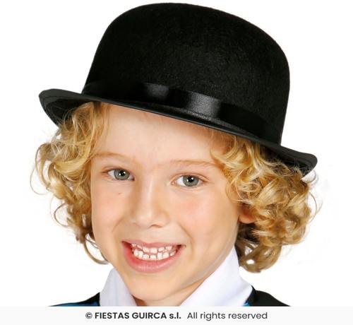 Kids black bowler hat - black,