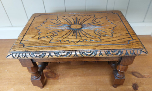 Vintage solid oak footstool - vintage,