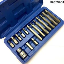 15 PCS HEX BIT ALLEN WRENCH KEY SOCKET SET 1/2 DRIVE ADAPTOR WITH CASE 75mm 30mm
