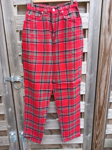 Red tartan women trousers - red, women's