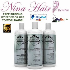 Keratin G.Hair German Treatment Brazilian Kit 3 X 1 Lt. Free FedEx.