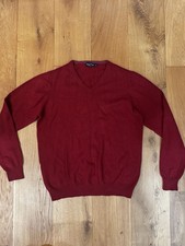 JAMES PRINGLE  Mens 100% Cashmere V neck red long sleeve Jumper size medium 