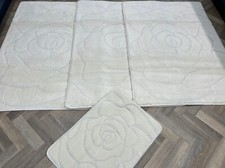 ROMANY WASHABLE GYPSY MATS LARGE 4PC SET NEW 2025 ROSE DESIGN NON SLIP CREAM
