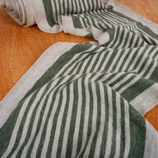 100% linen fabric 340gsm French grey green stripes grain sack vintage linen flax