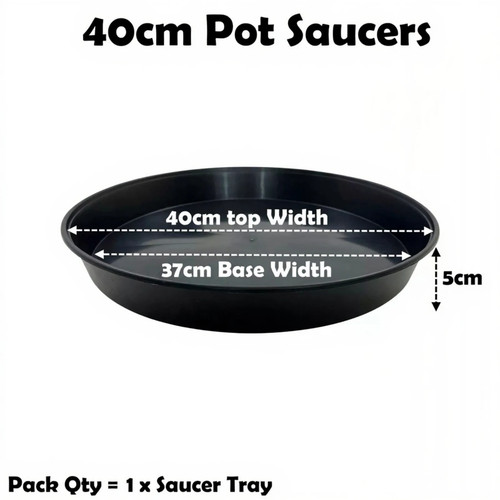 40cm plant pot - saucer, black