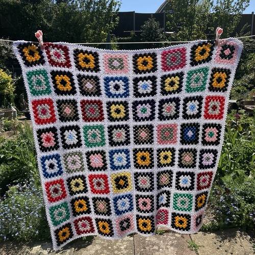 Hand crocheted granny square - crocheted,