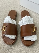 Chloe Marcie Buckled Slide Sandals Brown Leather Size Euro 41
