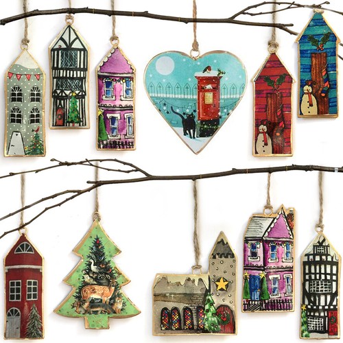Christmas tree decoupage metal - christmas,