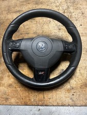 ASTRA MK5 VXR BLACK LEATHER STEERING WHEEL BLACK STEREO CONTROLS & AIRBAG