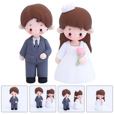  2 Pcs Funny Wedding Cake Topper Bride and Groom Figures Anniversary