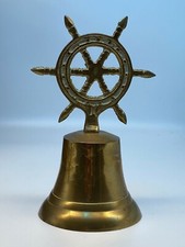 Vintage Bell Table Brass Nautical Ships Wheel Captain Ornament