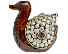 Wooden Moti Work Duck Showpiece Statue for Home & Office Decor