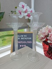 Pair Clear Glass Candlesticks