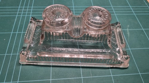 Antique art deco glass double - antique,